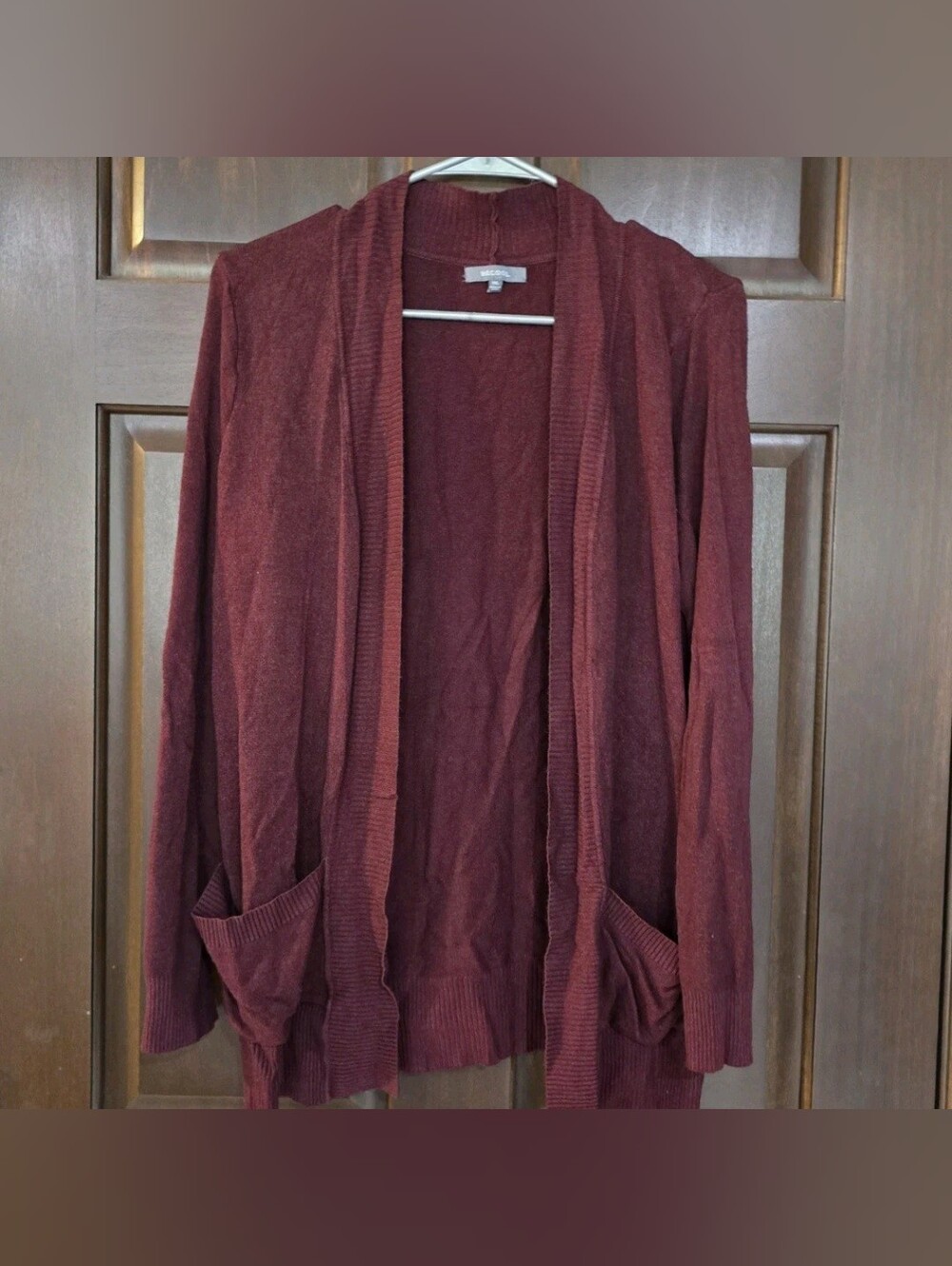 Becool Burgundy Open-Front Women's Cardigan Size 1XL